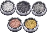 Happyyami 5Sets Nail Beads for Art Decoration Premium Metal Steel Beads Kit for Manicure Supplies DIY Nail Art Accessories Versatile for Natural Artificial Nails