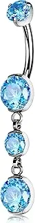 [OUFER Body Piercing] Internally Titanium Belly bars Belly Piercing 14G Navel Bars Piercing Jewellery Aqua Belly Button Bars Dangle Navel Piercing Belly Button Ring