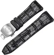 [HKIDKK] For Franck Muller V45 Series 28mm Nylon Genuine Leather Silicone Watchband Black Blue Folding Buckle Watch Strap