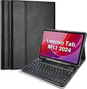 ProCase Case with Keyboard for Lenovo Tab M11 11" 2024, PU Leather Case with Magnetically Detachable Wireless Keyboard for Lenovo Tab M11 TB330FU -Black