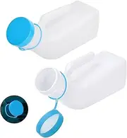 2 Pack Urinals for Men with Glow Lid in The Dark,1000ml Male Urinal Pee Bottle with Spill Proof Screw Green Cap for Travel & Urine Collection(2 PACK)