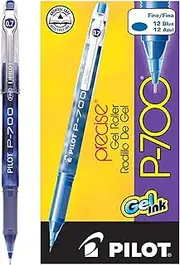 PILOT Precise P-700 Gel Ink Rolling Ball Stick Pens, Fine Point, Blue Ink, 12-Pack (38611)