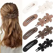 8 Pcs Flat Hair Clips for Women, Lay Down Claw Clips for Thick Thin Hair, Neutral Color
