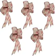 TOYZFRIENDY 5pcs Snowflake Burlap Bows DIY Craft Bowknot for Winter Holiday Decorations Durable Jute Bows for Festive Present Wrapping for Christmas