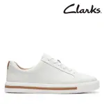 【CLARKS】女鞋 UN MAUI LACE 板鞋風全皮面綁帶休閒小白鞋(CLF40168C)