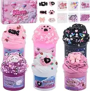 6 Pieces Pink Slime DIY Kit Super Soft Butter Kids Clay Toy Gifts Slime Party Favors Birthday Halloween Girls Boys