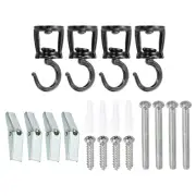 4 Set 2.7" x 1.1" Ceiling Hook, Swivel Hooks with Mounting Hardware, Black