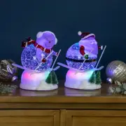Northlight 2 Lighted Skiing Santa Snowman Glittered Christmas Snow Globes 7"