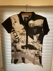 Atticus Boys Shirt Black And White Logo Size Small