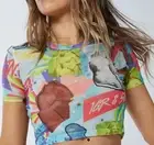JAGGER AND STONE Miami Print Cropped T'Shirt Size 12 In Graffiti NEW