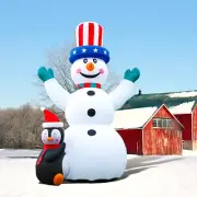 8M/10M Christmas Inflatable Snowman & Penguin For Outdoor Holiday Yard Decor