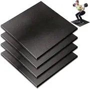 4 Pack Rubber Gym Flooring Mat,50cm x50cm Anti-Slip Exercise Mats, 15mm Thick High-Density Exercise Equipment Mats Rubber Tiles Floor Mat for Home Gym, Workout Mat (Black)