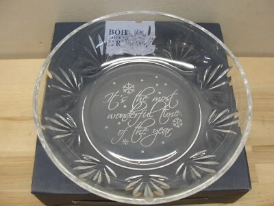 NEW BOHEMIA CRYSTAL MOST WONDERFUL TIME OF YEAR 8" SHALLOW DISH