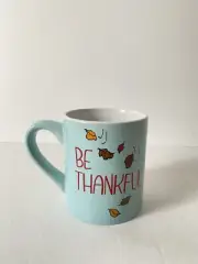 Peanuts Snoopy Doghouse Thanksgiving BE THANKFUL 14 oz Cup Leaves Turkey Mug NEW