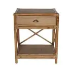 Cayman Rattan Hamptons One Drawer Bedside Table W/ Shell Handle