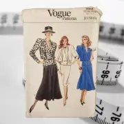 Vogue Patterns 9968 12 14 16 Jacket Skirt 1987