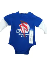 Okie Dokie Boys Newborn One-Piece Bodysuit Blue 100% Cotton Football NWT