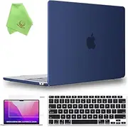 UESWILL Compatible with 2023 2024 20205 MacBook Air 15 inch M2 M3 M4 Case Model A2941 A3114 A3241, Matte Hard Shell Case + Keyboard Cover + Screen Protector + Microfiber Cloth, Navy Blue