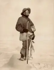 Royds with albino penguin Antarctica 09 November 1902 OLD PHOTO