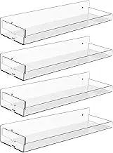 Wall Floating Shelf | 4 Pack Wall Mounted Bookshelf | Invisible Storage 15 Inch with Removable Side Panels, Home Decoration for Bedroom, Bathroom, Living Room, Kitchen