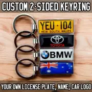 Custom 2-Sided Keyring - Personalised License Plate, Name, Car Logo & Gift Idea