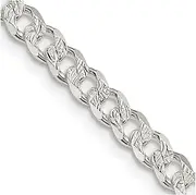 [JewelryWeb] 925 Sterling Silver Solid Polished 4.5mm Pave Curb Chain Bracelet 20 Centimeters Lobster Claw Link-Bracelet for Women and Men