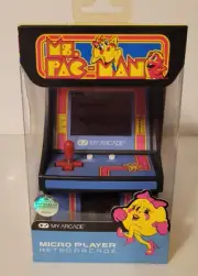 Ms. Pac-Man Arcade Game & Cabinet Micro Player Mini Tabletop Handheld (NEW)