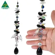Black dragon Crystal Suncatcher gift. Made in AU, handmade rainbow suncatchers