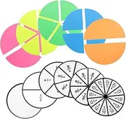 HOODANCOS 1set Magnetic Fraction Circles Interactive Demonstration Board for Classroom Home Learning Math Skills Visual Understanding of Fractions