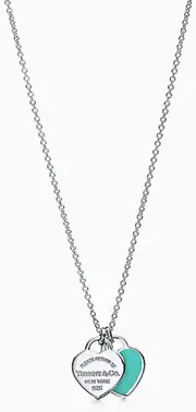 Double Heart-shaped Enamel Necklace 925 Sterling Silver Charm Jewelry Pink Pendant Sweet Fashion Necklaces For Women