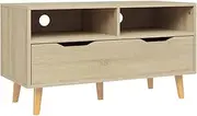 'vidaXL TV Stand Sonoma Oak - Engineered Wood Construction, Scandinavian Style, 90x40x48.5 cm, Ample Storage Capacity, Easy to Clean