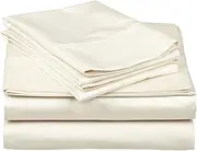 [American Linen] Hotel Luxury Bed Sheets Ivory Solid 1000 Thread Count 6 PCs Olympic Queen Bed Sheet Set 100%-Egyptian Cotton, Sateen Solid, 16 Inches Deep Pocket