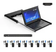 MT-VIKI 8 Port KVM Console HDMI, 1U Rack Mount KVM Console w/15.6'' LCD Monitor,