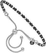 [JewelryWeb] 925 Sterling Silver Polished Ruthenium plating-Ruthenium Plated Sparkle Cut Adjustable Bracelet Link-Bracelet for Women