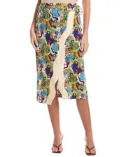 FATE Wave Color Linen-Blend Wrap Skirt