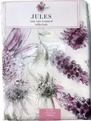Benson Mills "Jules" Magenta, Purple, Olive Floral Linen-Like Tablecloth 3 Szs