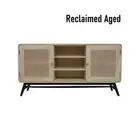 DRAPER MINDI BROWN WOOD /RATTAN BUFFET/SIDEBOARD 2 DOORS RECLAIMED AGED