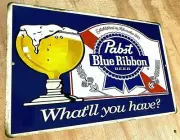 Pabst Blue Ribbon Beer What Will You Have Distressed Aluminum Metal Sign 12"x18"
