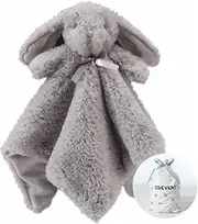 CREVENT Cozy Plush Baby Security Blanket Loveys for Baby Boys and Girls, Minky Dot Front + Sherpa Backing with Animal Face (Grey Bunny)