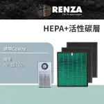 【RENZA】適用COWAY AP-1516D AP1516D 1516 大孔劉空氣清淨機(抗菌HEPA濾網+活性碳濾網 濾芯)