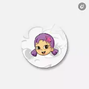 Bubble Guppies Cartoon Oona Face | 4'' X 4'' Round Decorative Magnet