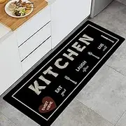 PCSWEET HOME Non-Slip Absorbent Kitchen Floor Mat for Standing, Soft Black Kitchen Runner Rug, Kitchen Floor Mats for Front of Sink, Laundry Room, Hallway (Black, 40cm x 120cm)