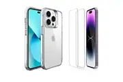 iCoverLover For iPhone 15 Pro Case + 2 Glass Screen Protectors Clear