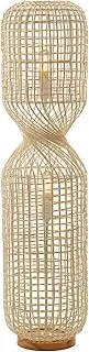 [Lexi Lighting] Twirla Rattan Floor Lamp, Cylindrical Twisted Squared Rattan Boho Style, Overall Height 104cm, 2-Light Large Natural Color Standing Lamp with Sturdy Base for Great Living Room Décor