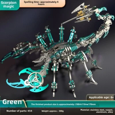 AU green mechanical assembly model Scorpion King 3D stainless steel toy gift 7#