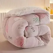 Snowflake Sherpa Fleece Extra Warm Winter Quilt Blanket 150x200cm (Strawberry)