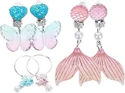Totority 3 Pairs Cute Mermaid Clip Earrings Set for Non Pierced Ear Decor Comfortable Jewelry for for Birthdays and Special Occasions