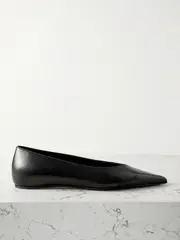 [TOTEME] TOTEME - + Net Sustain The Asymmetric Ballerina Leather Point-toe Flats - Black - IT40 IT 40 Black
