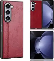 Case Compatible with Samsung Galaxy Z Fold5,Compatible with Samsung Galaxy Z Fold5 5G SM-F946 [PU Leather Texture][PU+PC+TPU] 3 in 1 Camera Protection Cover Red