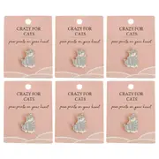 6x Urban Cat Memento Pin Grey 2cm Display Decorative Keepsake Home Decor